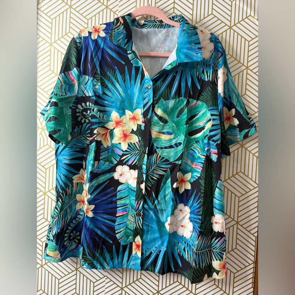 Tropical Floral Button-Up Shirt XL